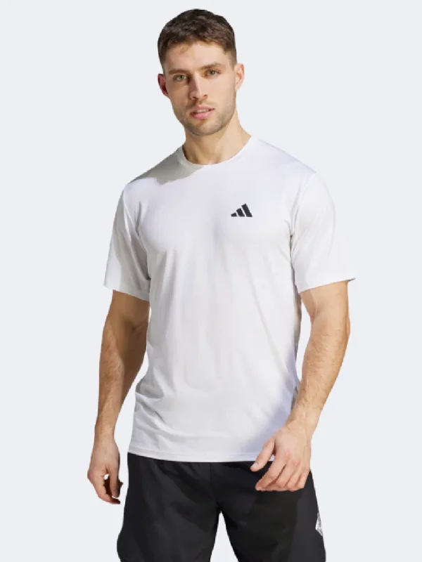 Men's short-sleeve pink summer tee-Adidas Essential Stretch Men Training T-Shirt White/Black