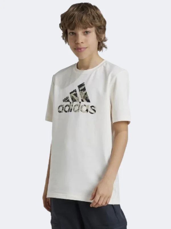 Men's short-sleeve plaid shirt-Adidas Disney Lion King Boys Sportswear T-Shirt White/Multi/Brown