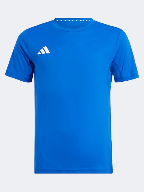 Men's short-sleeve casual shirt-Adidas Team Kids-Boys Sportswear T-Shirt Royal Blue/White