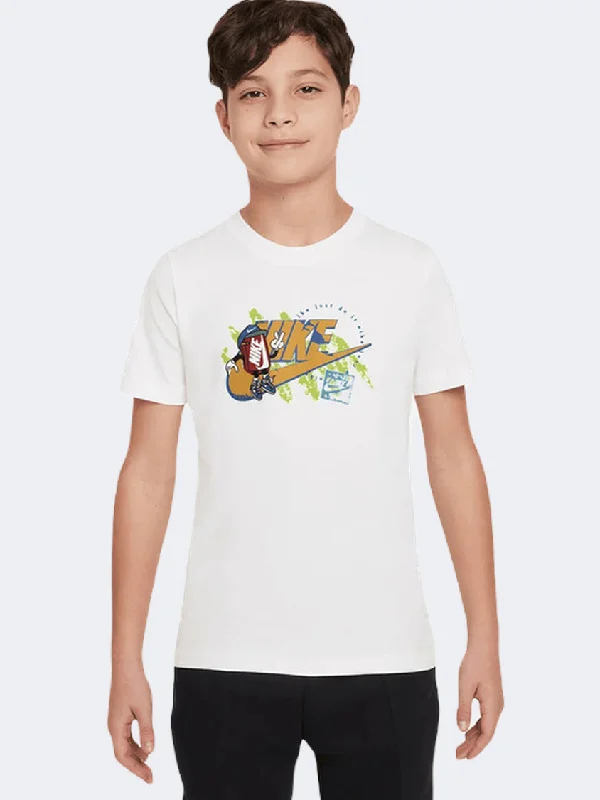 Men's short-sleeve mesh athletic top-Nike Sportswear Boxy 1 Futura Boys Lifestyle T-Shirt White