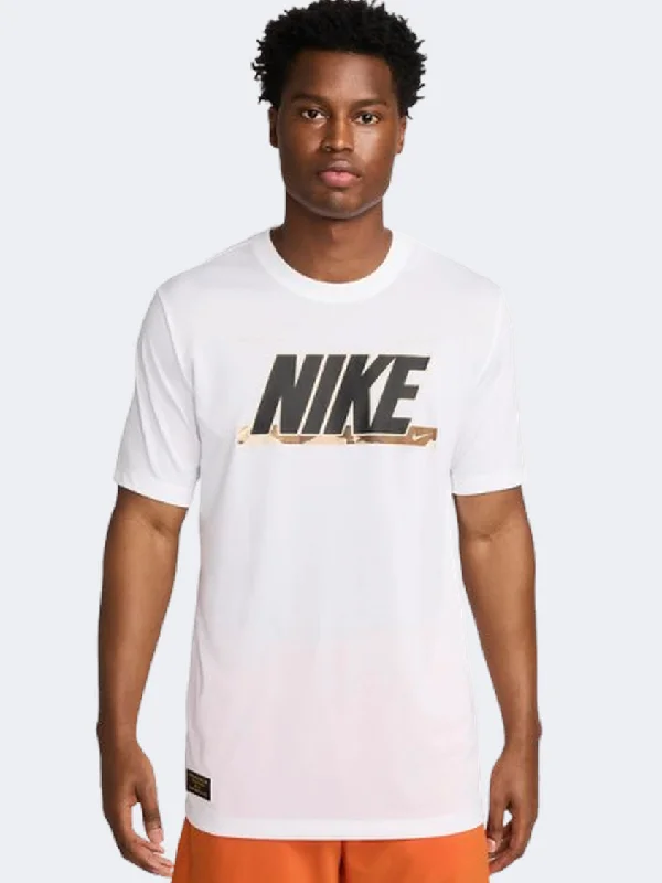 Men's short-sleeve violet stylish top-Nike Rlgd Camo Gfx Men Training T-Shirt White/Black/Brown