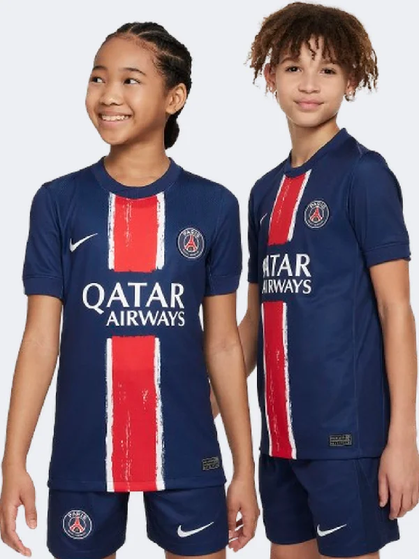 Men's short-sleeve breathable shirt-Nike Paris Saint Germain Df Jersey Stadium Home Boys Football T-Shirt Navy/White/Red