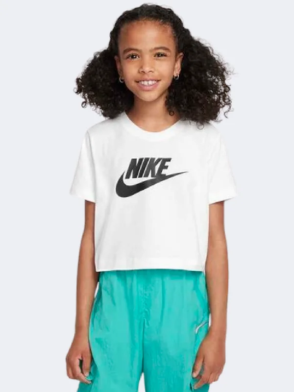 Men's short-sleeve maroon workout tee-Nike Sportswear Futura Girls Lifestyle T-Shirt White/Black