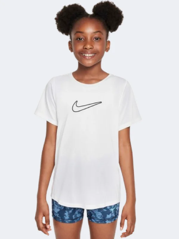 Men's short-sleeve orange graphic tee-Nike Df One Std Girls Lifestyle T-Shirt White/Black