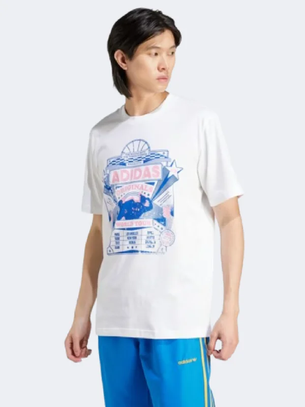 Men's short-sleeve dress shirt-Adidas Street 4 Men Original T-Shirt White/Blue