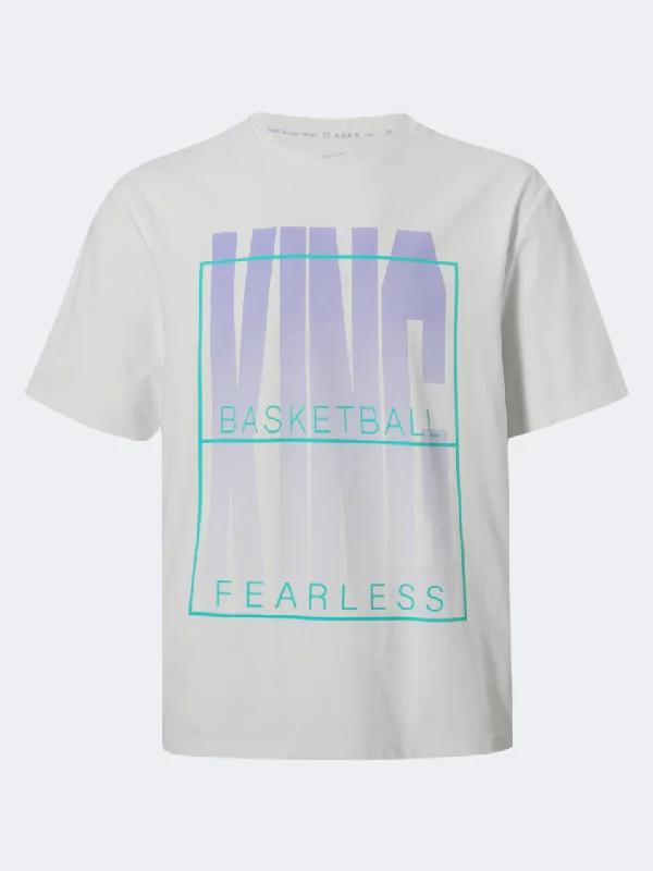 Men's short-sleeve bright color tee-Erke Fearless King Men Basketball T-Shirt White/Violet/Green