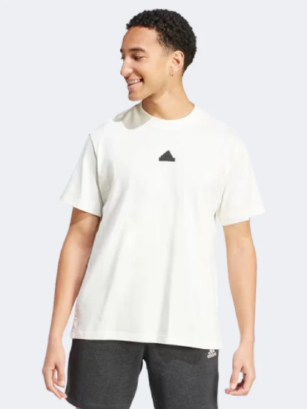 Men's short-sleeve elegant dress shirt-Adidas Brand Love Men sportswear T-Shirt Off White