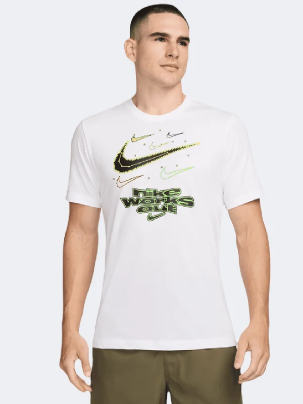 Men's short-sleeve V-neck tee-Nike Df Lykyk Men Training T-Shirt White/Green