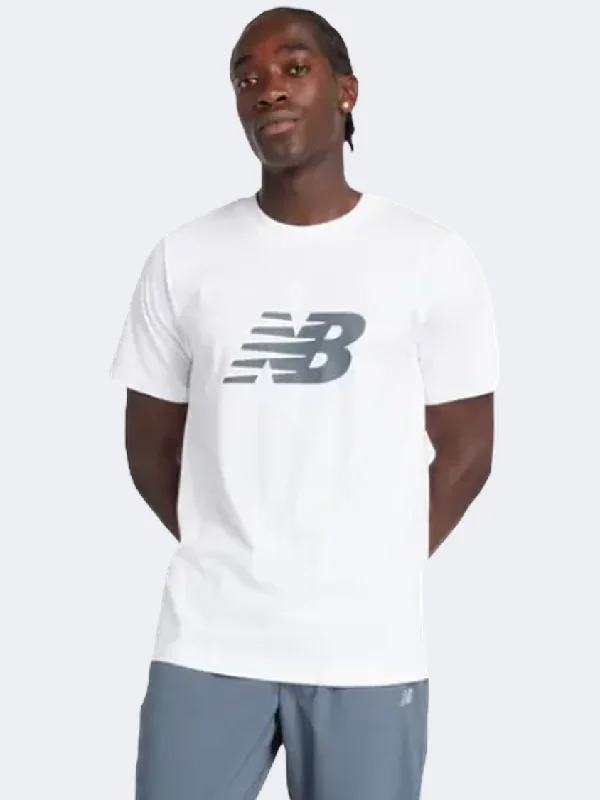 Men's short-sleeve blue polyester tee-New Balance Graphic V Flying Men Lifestyle T-Shirt White