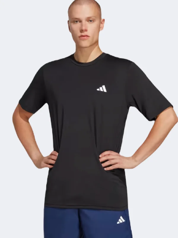 Men's short-sleeve yellow beach shirt-Adidas Essentials Stretch Men Training T-Shirt Black/White