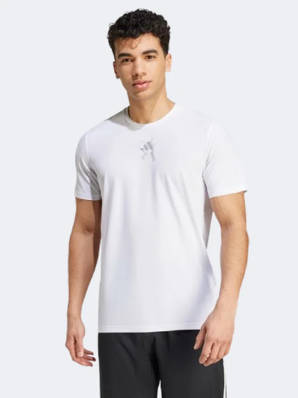 Men's short-sleeve organic cotton shirt-Adidas Ultimate Ub Graphic Men Running T-Shirt White