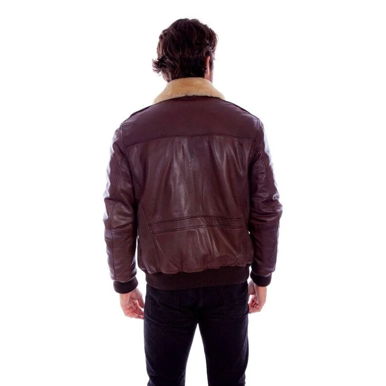 Men's urban jackets-Scully Western Jacket Mens Zip Front Leather Bomber Brown F0_2048