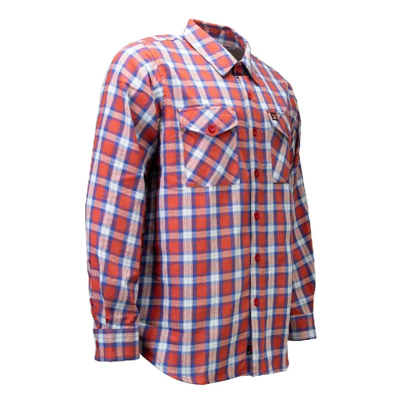 Men's short-sleeve surfing teal shirt-Milwaukee Leather MNG11670 Men's Red, Blue and White Long Sleeve Cotton Flannel Shirt