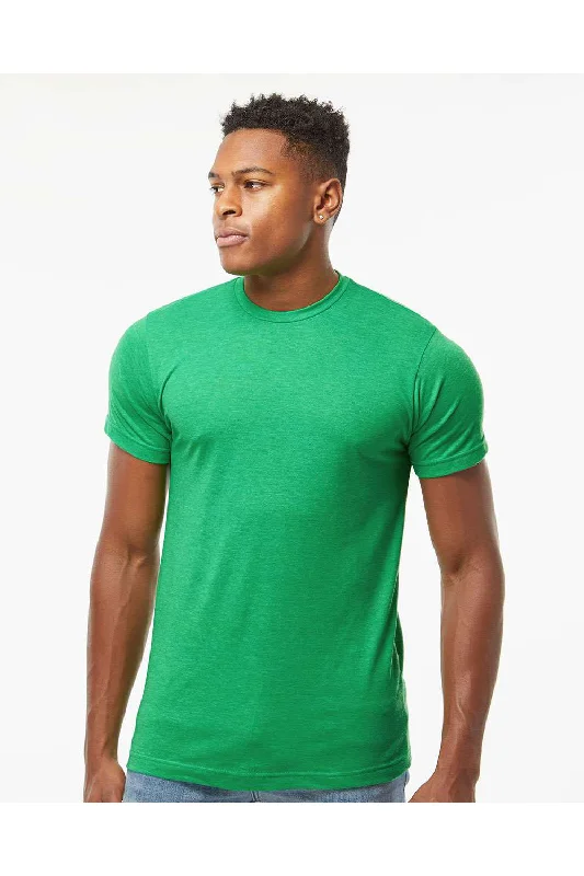 Men's short-sleeve teal printed shirt-Tultex Mens Poly-Rich Short Sleeve Crewneck T-Shirt - Heather Kelly Green