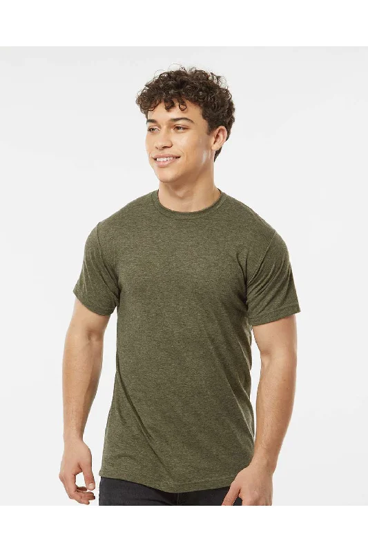 Men's short-sleeve pink summer tee-Tultex Mens Poly-Rich Short Sleeve Crewneck T-Shirt - Heather Military Green