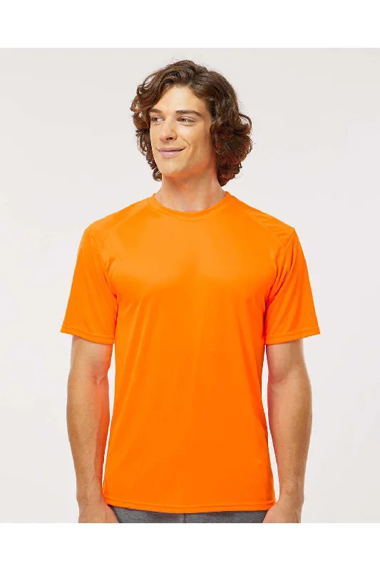 Men's short-sleeve designer shirt-Paragon Mens Islander Performance Moisture Wicking Short Sleeve Crewneck T-Shirt - Neon Orange