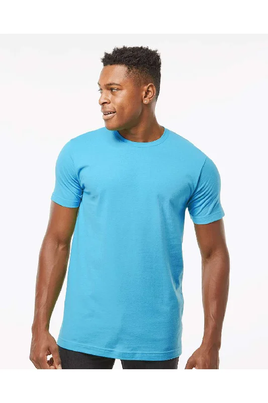 Men's short-sleeve silk luxury top-Tultex Mens Fine Jersey Short Sleeve Crewneck T-Shirt - Aqua Blue