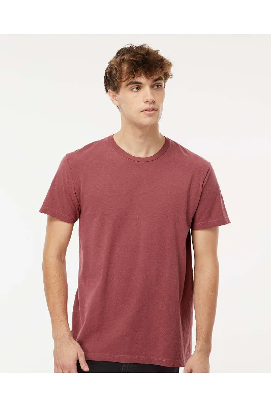 Men's short-sleeve beach tee-M&O Mens Vintage Garment Dyed Short Sleeve Crewneck T-Shirt - Brick Red