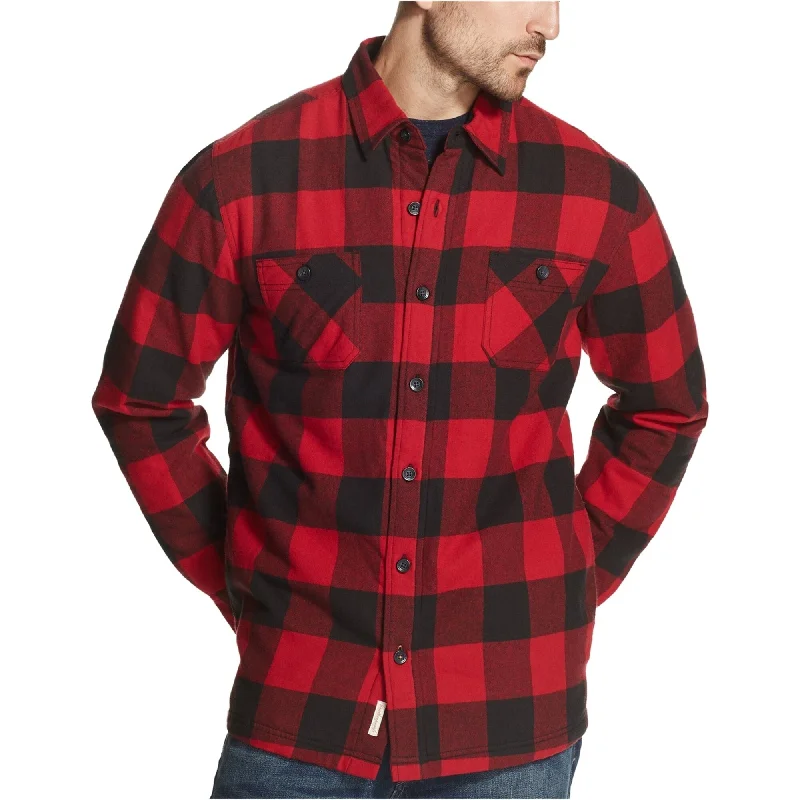 Men's reversible jackets-Weatherproof Mens Flannel Shirt Jacket, Red, Medium