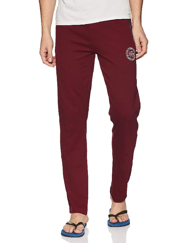 men's relaxed blue linen pants-US Polo Assn. Men's Cotton Track Pants Red Lower