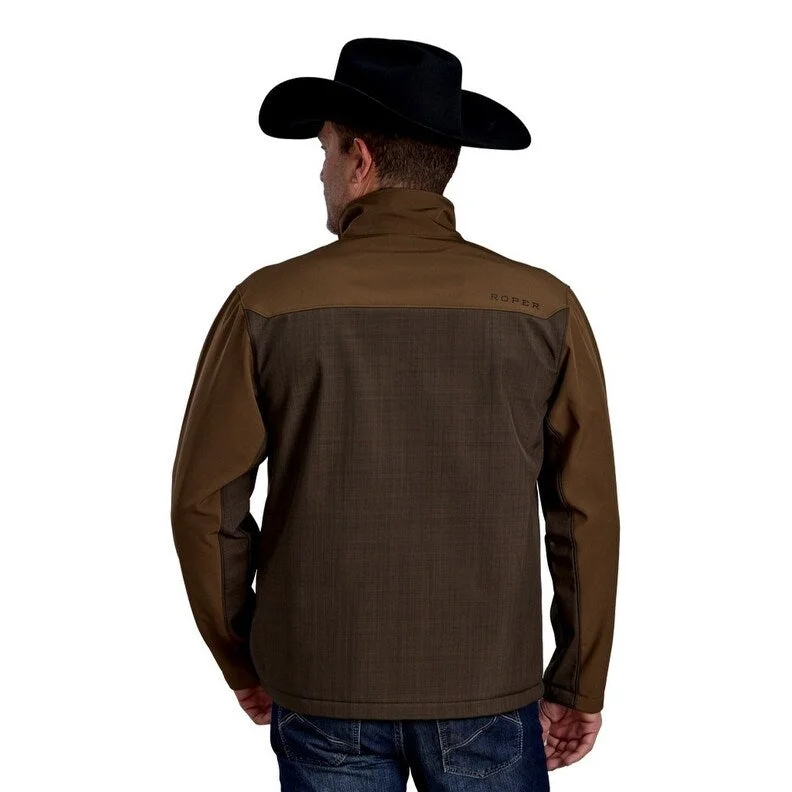 Men's loose-fit jackets-Roper Western Jacket Mens Technical Zip Brown