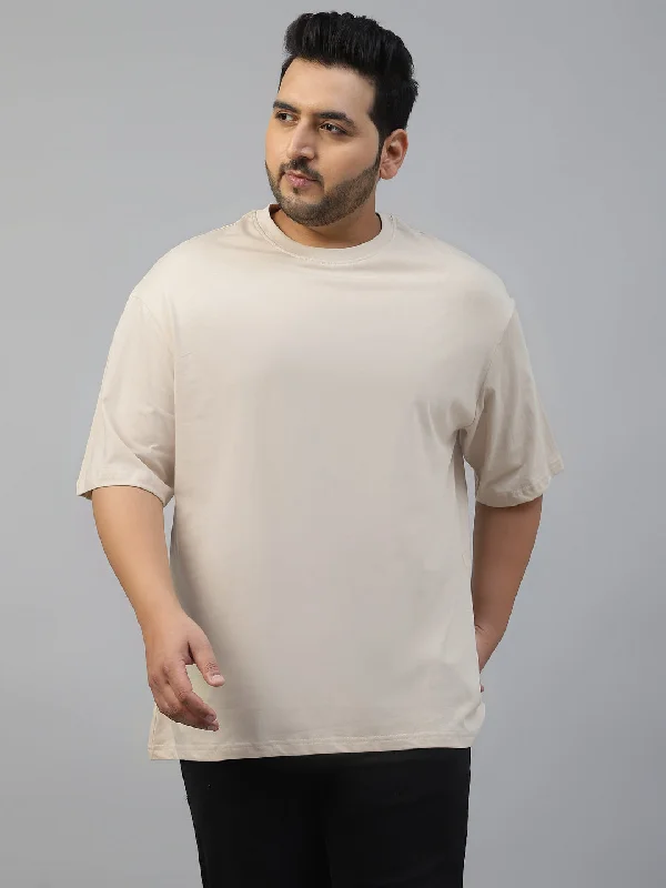 Men's short-sleeve hemp casual shirt-Swanwhite Solid Oversized Plus Size T-shirt