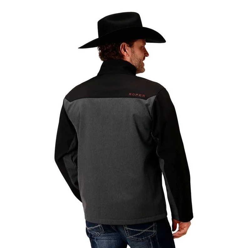 Men's prom jackets-Roper Western Jacket Mens Softshell Zip Gray 03-097-0780-0619 GY