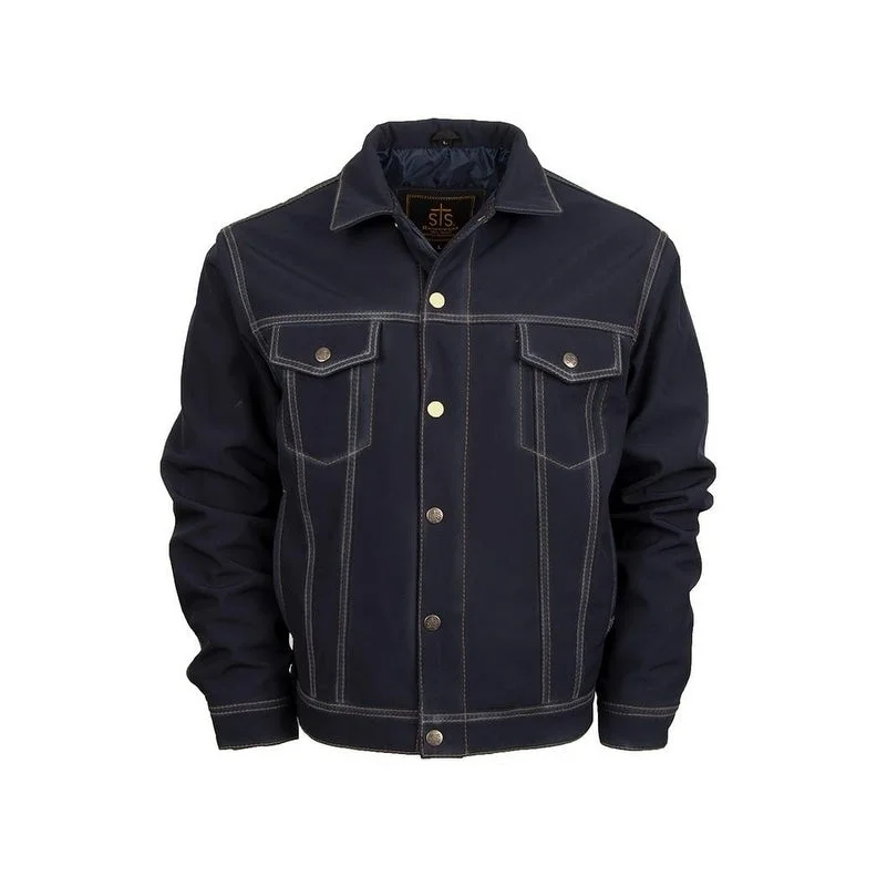 Men's fleece jackets-StS Ranchwear Western Jacket Mens Brumby Softshell Button Navy STS9365