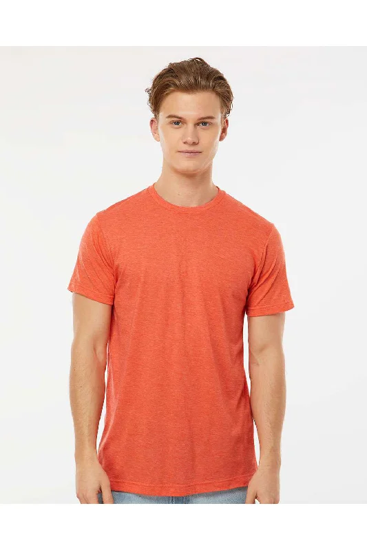 Men's short-sleeve green hiking shirt-Tultex Mens Poly-Rich Short Sleeve Crewneck T-Shirt - Heather Orange