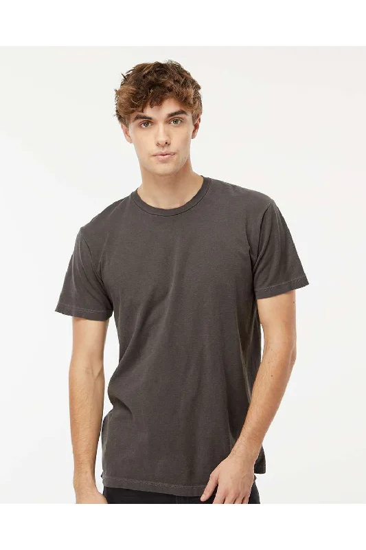 Men's short-sleeve white shirt-M&O Mens Vintage Garment Dyed Short Sleeve Crewneck T-Shirt - Charcoal Grey