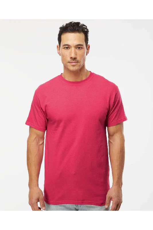 Men's short-sleeve blue polyester tee-M&O Mens Gold Soft Touch Short Sleeve Crewneck T-Shirt - Heliconia Pink