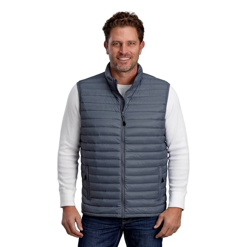 Men's matte jackets-Roper Western Vest Mens Quilted Zip Blue 03-097-0695-6001 BU