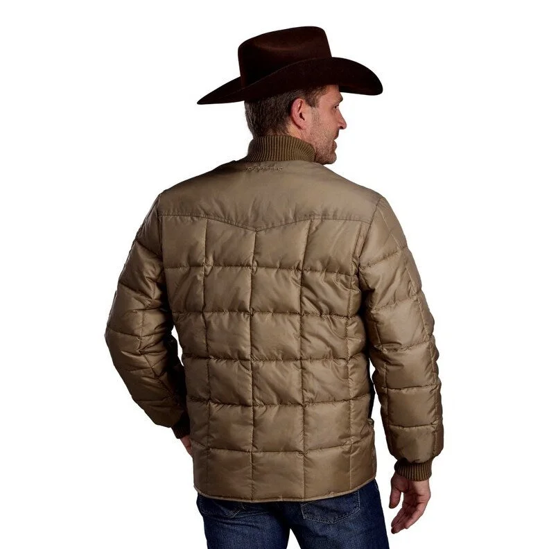 Men's bomber jackets-Roper Western Coat Mens Logo Price Point Zip Tan 03-097-0761-0601 TA