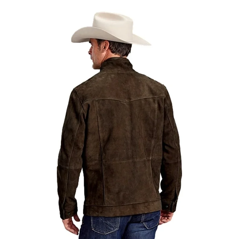 Men's formal jackets-Stetson Western Jacket Mens Leather Zip Brown 11-097-0539-6645 BR