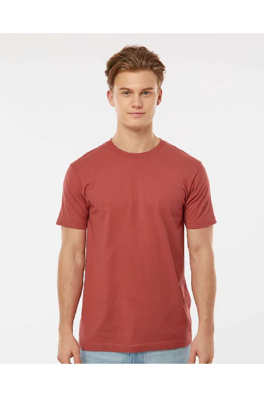 Men's short-sleeve office gray shirt-Tultex Mens Fine Jersey Short Sleeve Crewneck T-Shirt - Terracotta Red