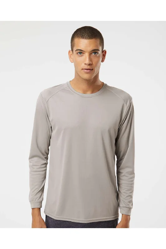 Men's short-sleeve boho printed shirt-Paragon Mens Islander Performance Moisture Wicking Long Sleeve Crewneck T-Shirt - Sand