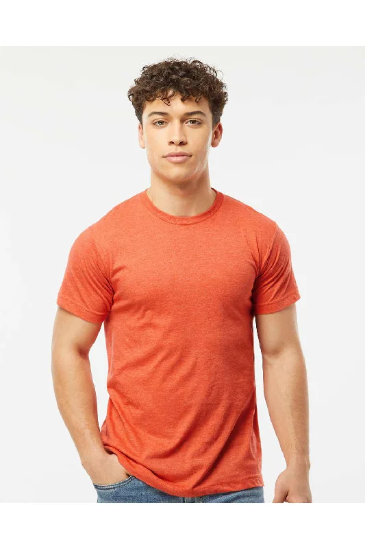 Men's short-sleeve soft tee-Tultex Mens Fine Jersey Short Sleeve Crewneck T-Shirt - Heather Orange