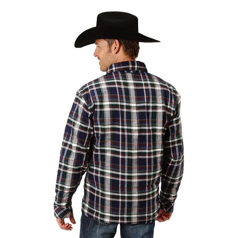 Men's locally-made jackets-Roper Western Jacket Mens Flannel Reversible Green 03-097-0117-2686 GR