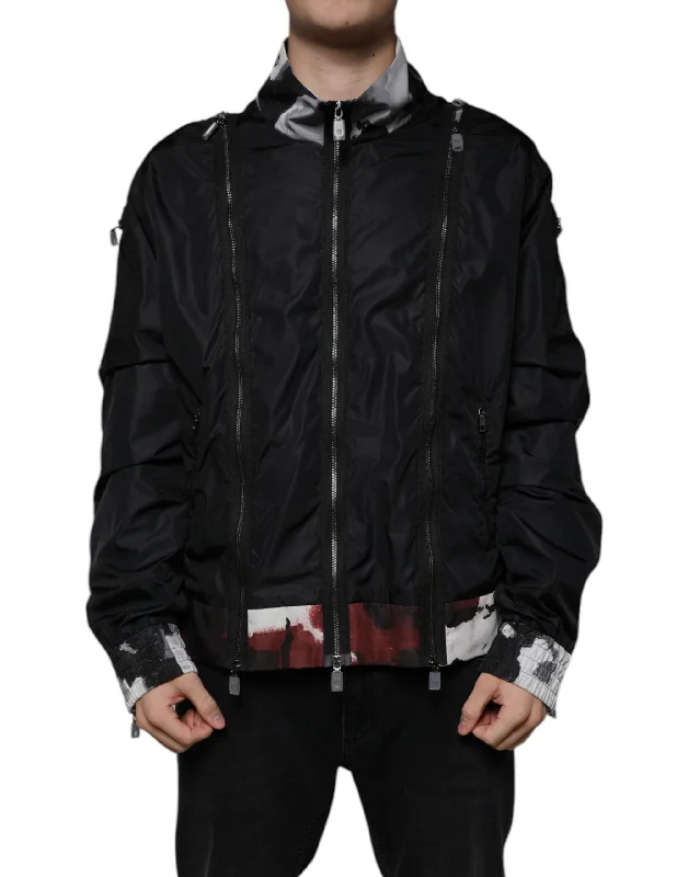 Men's all-weather jackets-Dolce & Gabbana  Nylon Full Zip Men Bomber Men's Jacket