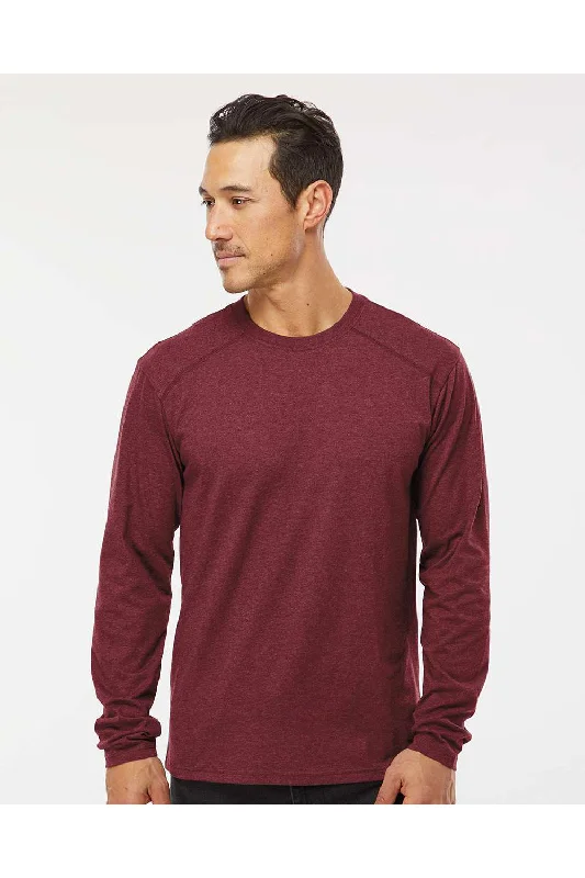 Men's short-sleeve luxury tee-Kastlfel Mens Recycled Soft Long Sleeve Crewneck T-Shirt - Burgundy