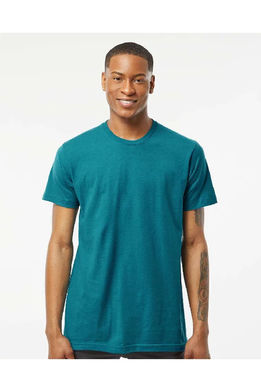 Men's short-sleeve surfing teal shirt-Tultex Mens Fine Jersey Short Sleeve Crewneck T-Shirt - Teal Blue