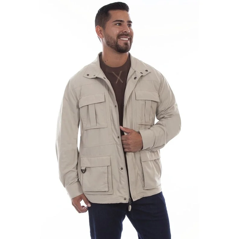 Men's road-trip jackets-Scully Western Jacket Mens Multi Pocket Zip Front Nylon F0_5261