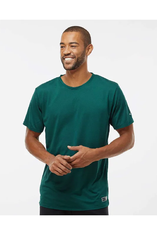 Men's short-sleeve preppy polo top-Oakley Mens Team Issue Hydrolix Short Sleeve Crewneck T-Shirt - Team Fir Green