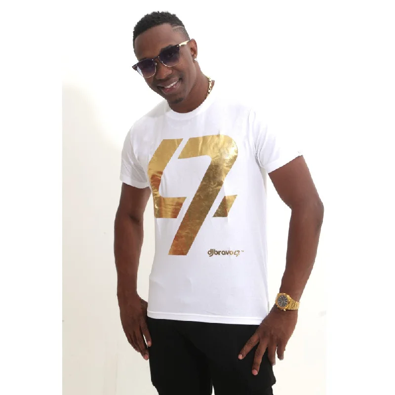 Men's short-sleeve vintage tee-djbravo47 Men's White - 47 Gold Foiled T-shirt