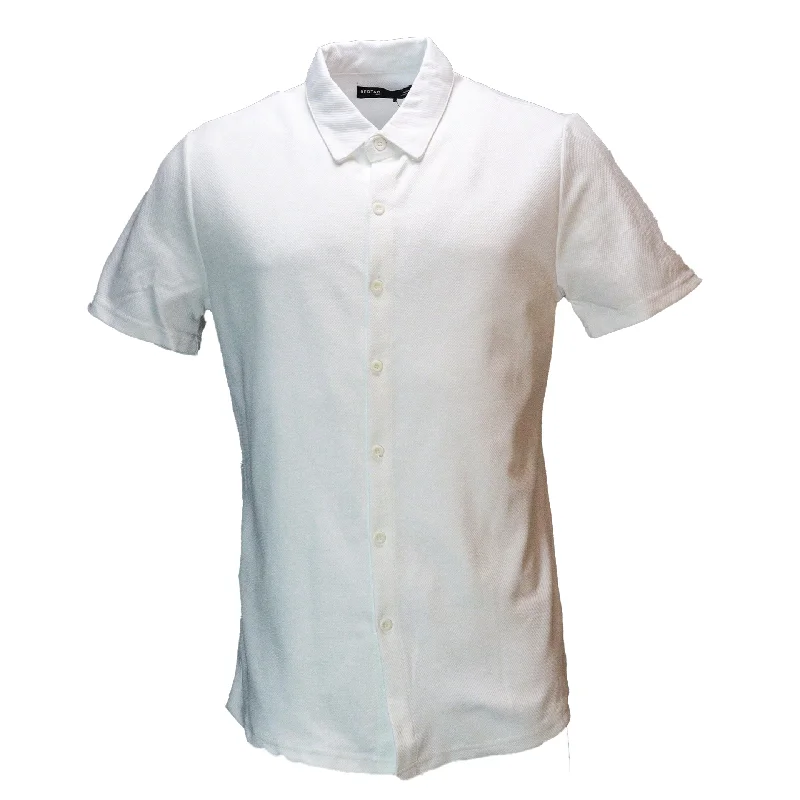 Men's short-sleeve bamboo breathable tee-White Jacquard Lounge Shirt White