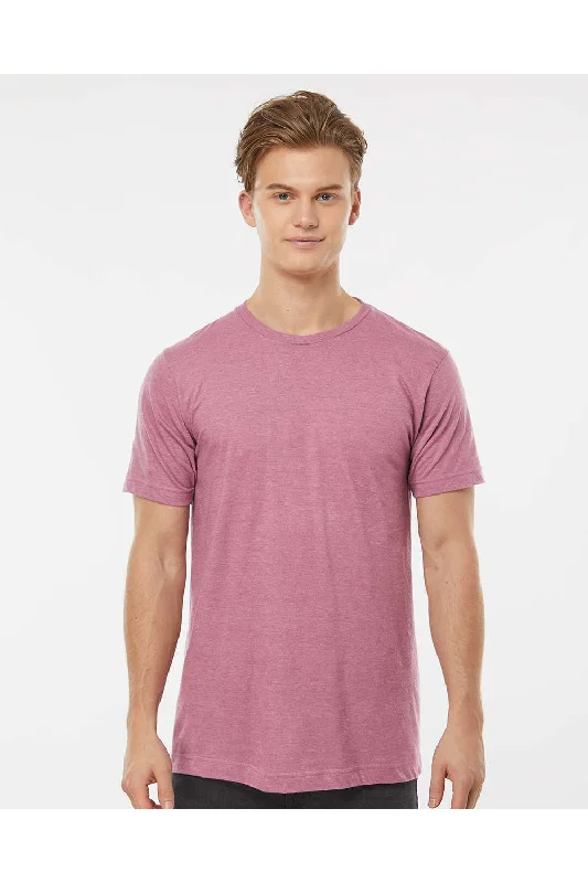 Men's short-sleeve teal printed shirt-Tultex Mens Fine Jersey Short Sleeve Crewneck T-Shirt - Heather Cassis Pink