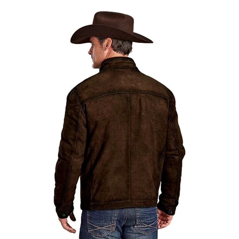 Men's mid-range jackets-Stetson Western Jacket Mens Suede Moto Zipper 11-097-0539-6643 BR