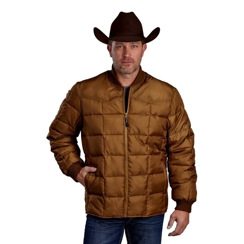 Men's in-store jackets-Roper Western Coat Mens Logo Zip Price Point Brown 03-097-0761-0603 BR