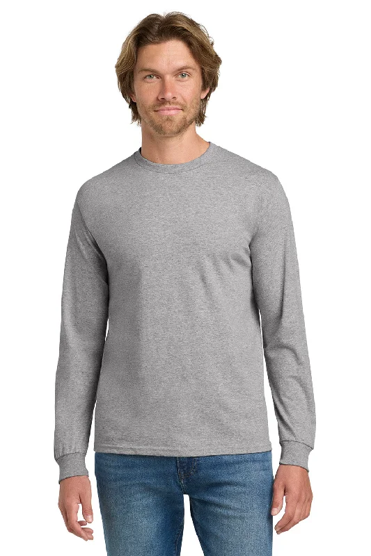 Men's short-sleeve urban gray shirt-Gildan Mens Long Sleeve Crewneck T-Shirt - Sport Grey