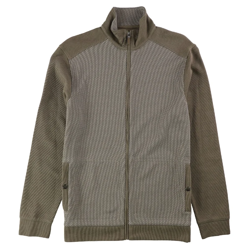 Men's fall jackets-Tasso Elba Mens Jacquard Textured Knit Jacket